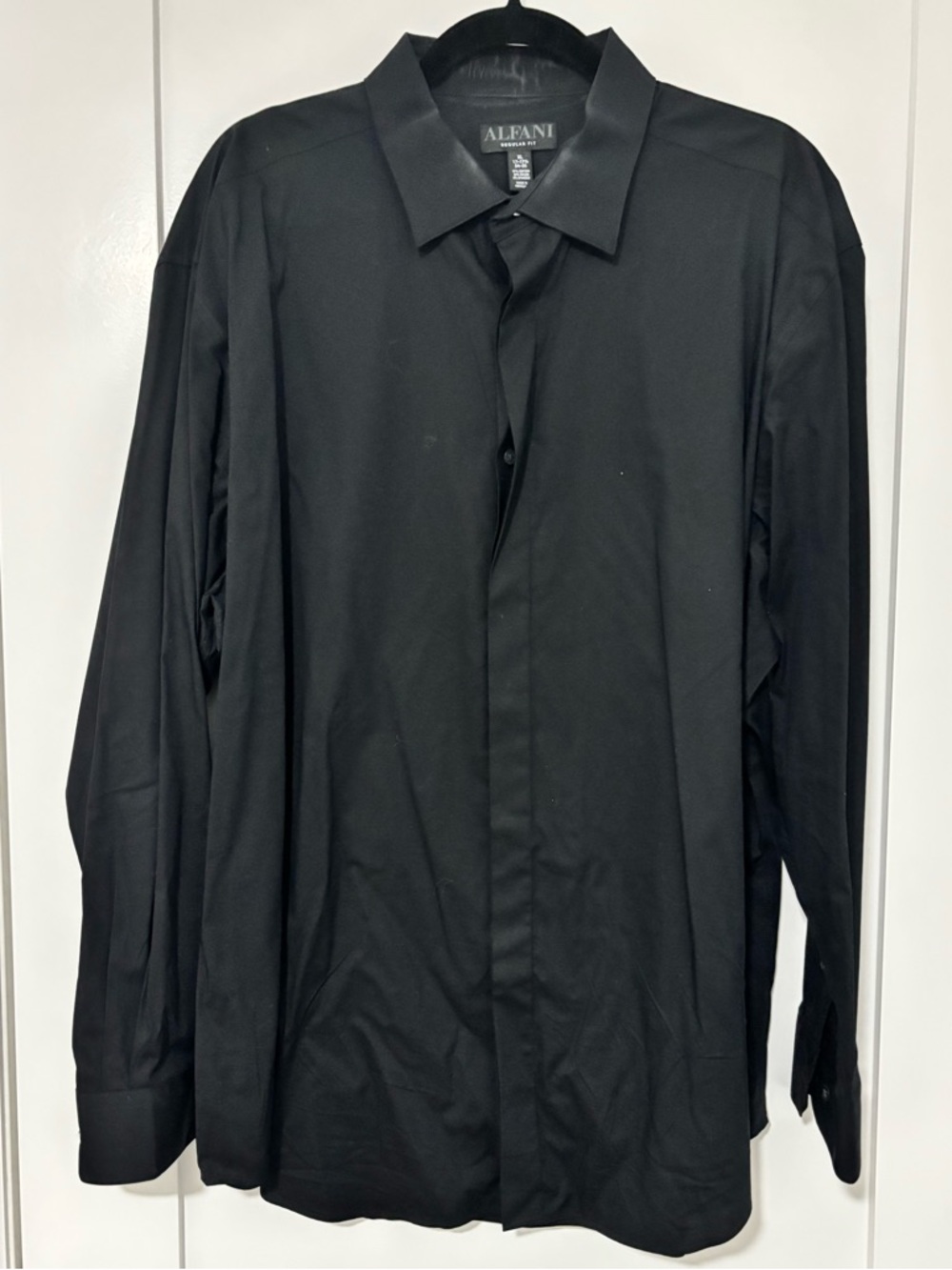 Alfani Men's Black Long-Sleeve Dress Shirt with Concealed Placket